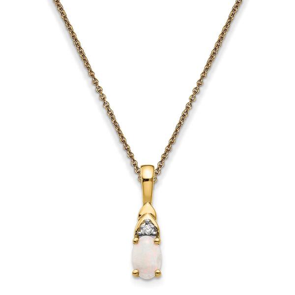 14kt. Yellow Gold Oval Opal Diamond Necklace - image 