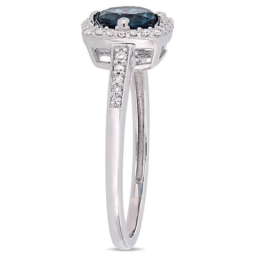 Gemstone Classics&#8482; 10kt. White Gold & Blue Topaz Halo Ring