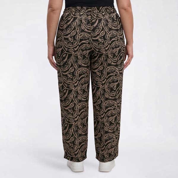 Plus Size Robert Louis Silky Tab & Button Abstract Wide Leg Pants