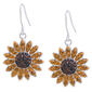 Fine Silver Plated & Crystal Sunflower Drop Earrings - image 1