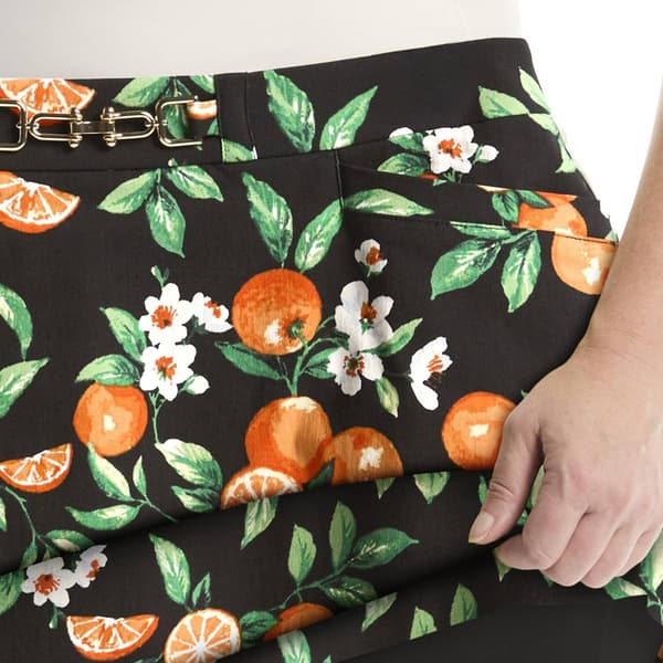 Plus Size Rafaella® Floral Orange Horse Bit Belted Skort