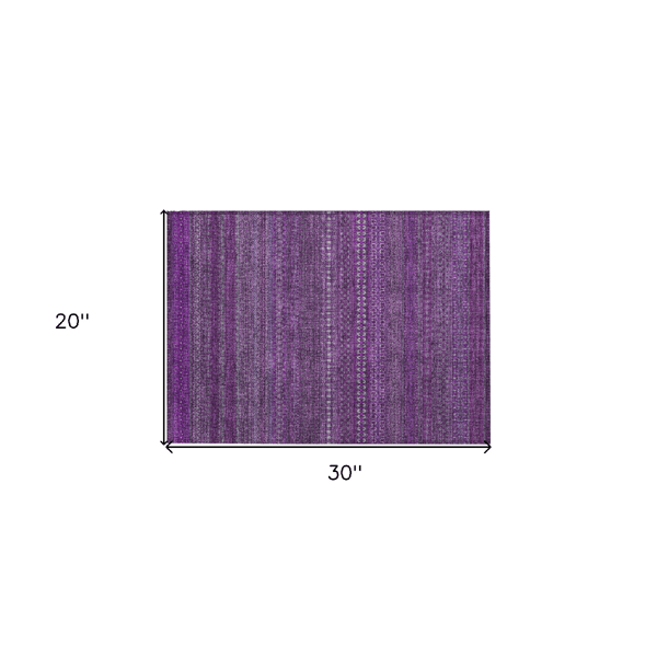 HomeRoots Eggplant Striped Non Skid Indoor Outdoor Accent Rug