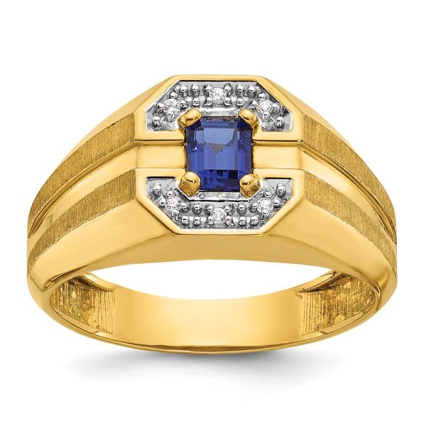 Mens Gentlemens Classics(tm) 14kt Gold Created Sapphire Accent Ring - image 