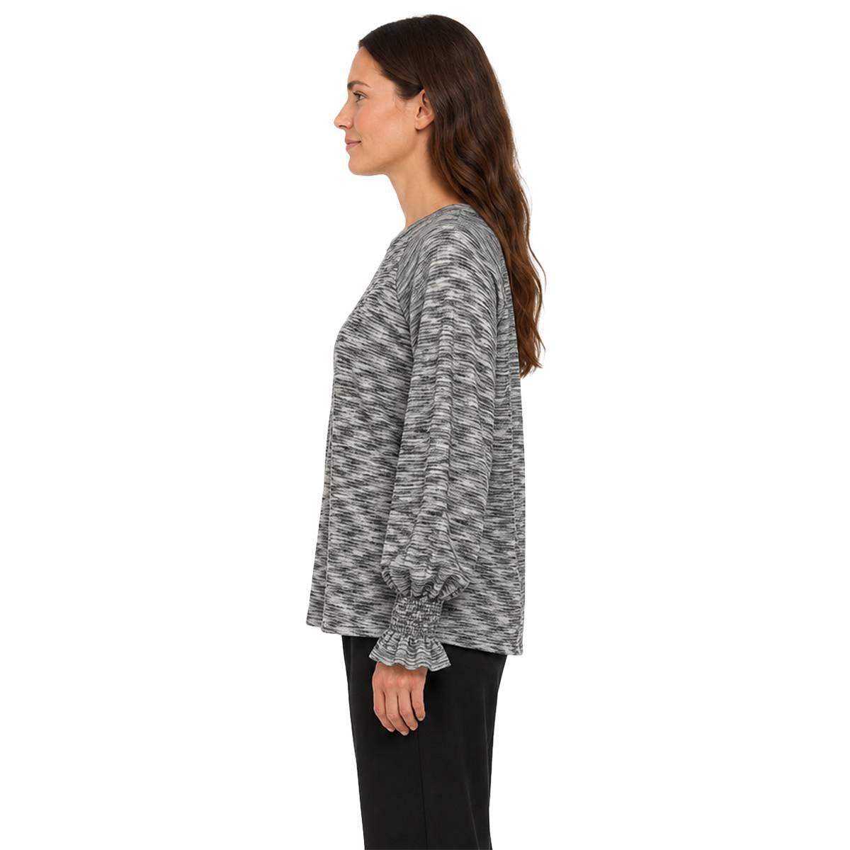 Plus Size Zac & Rachel Smocked Poet Sleeve Rib Knit Sweater