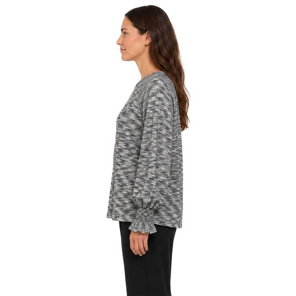 Plus Size Zac & Rachel Smocked Poet Sleeve Rib Knit Sweater