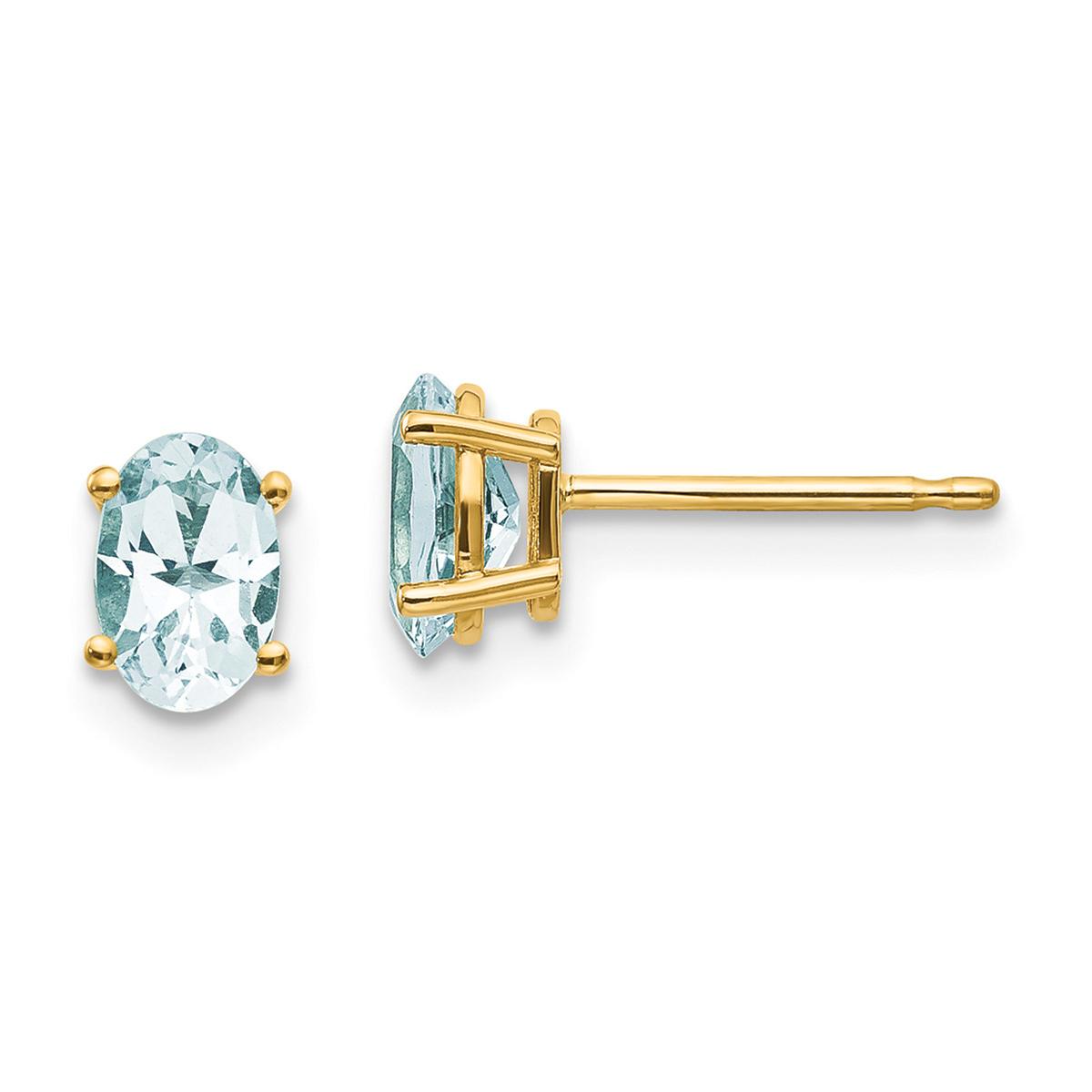 Gemstone Classics™ Yellow Gold 6mm. Aquamarine Earrings