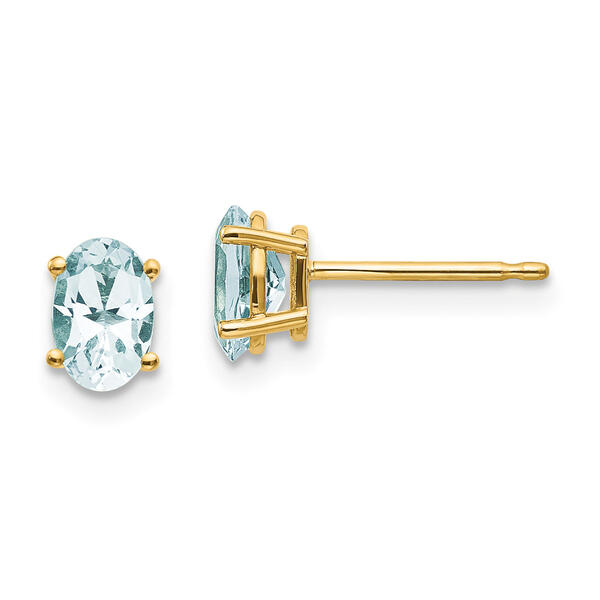 Gemstone Classics&#40;tm&#41; Yellow Gold 6mm. Aquamarine Earrings - image 