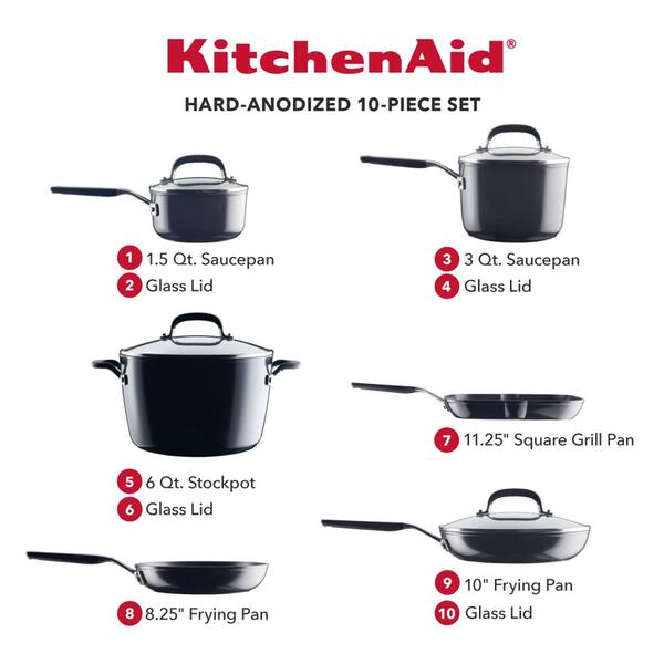 KitchenAid&#174; Hard-Anodized Nonstick 10pc. Cookware Set