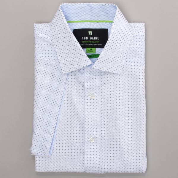 Mens Tom Baine Short Sleeve Regular Fit Dot Dress Shirt - White - image 