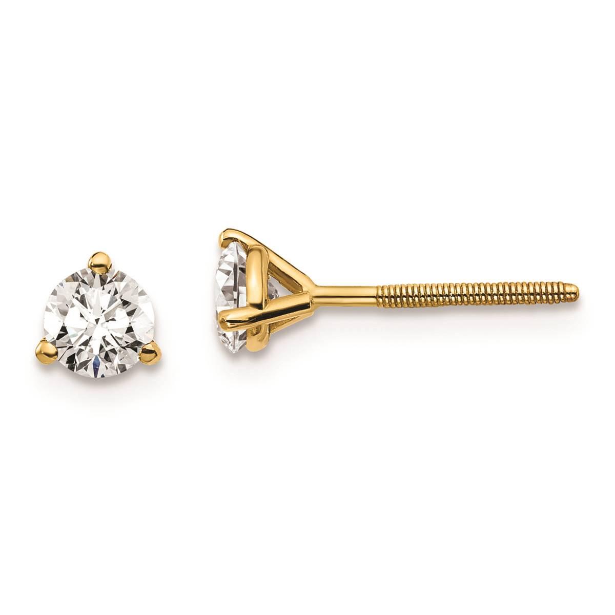 Pure Fire 14kt. Gold Screwback 1/2ctw. Lab Grown Diamond...