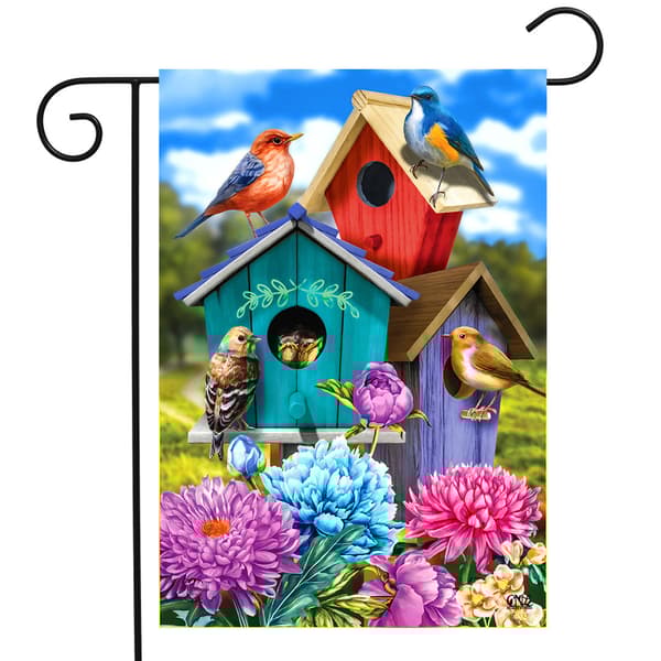 Briarwood Lane Colorful Birdhouses Garden Flag - image 