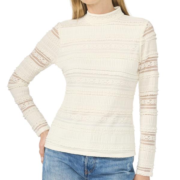 Womens Cece Long Sleeve Fitted Lace Turtleneck Top