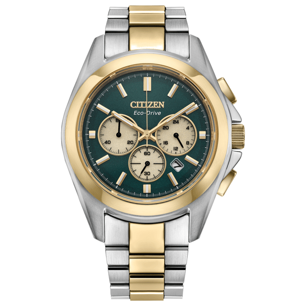 Mens Citizen&#174; Eco-Drive Chrono Green Dial Watch - CA4684-54X