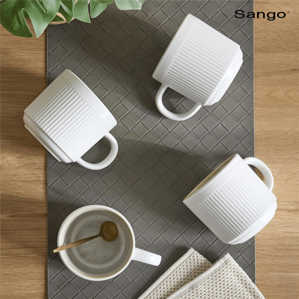 Sango Anderson Reactive Cream 16.5oz. Coffee Mugs - Set of 4