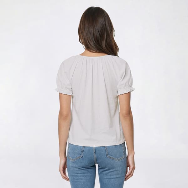 Plus Size Architect® Short Sleeve Henley Peasant Slub Blouse