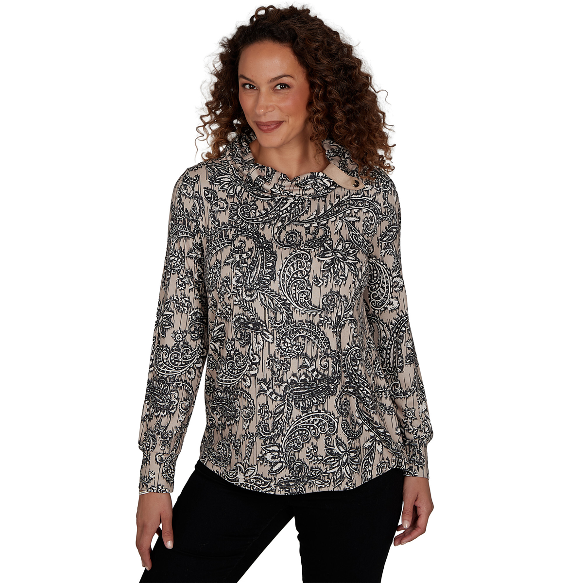 Womens Skyes the Limit Champagne Holiday Paisley Sweater