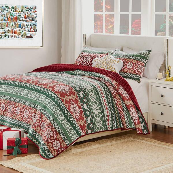 Greenland Home Fashions&#40;tm&#41; Fair Isle Quilt Set - image 