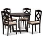 Baxton Studio Morigan Sand Fabric Dark Brown Wood 5pc. Dining Set - image 1
