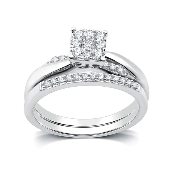 Nova Star&#40;R&#41; 1/3cttw. Lab Grown Diamond Square Cluster Bridal Set