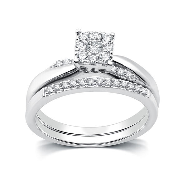 Nova Star&#40;R&#41; 1/3cttw. Lab Grown Diamond Square Cluster Bridal Set - image 