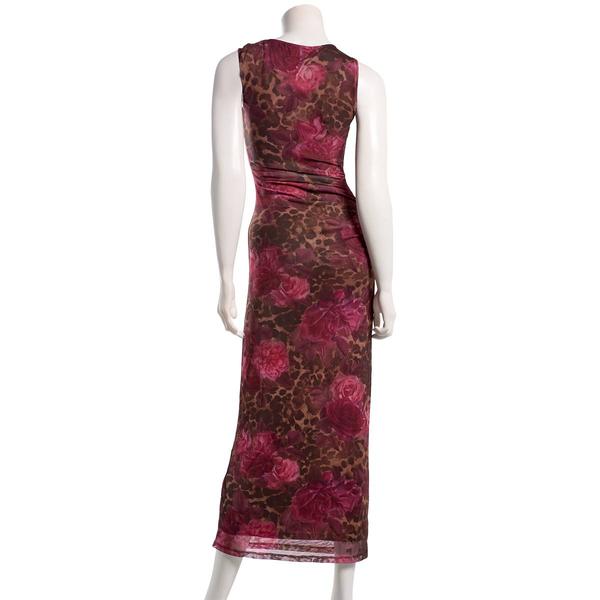 Juniors Madden Girl Mesh Sleeveless Scoop Neck Maxi Dress- Brown