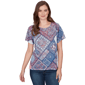 Petite Ruby Rd. French Riviera Short Sleeve Patchwork Tee - image 1
