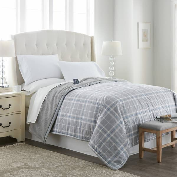 Micro Flannel&#174; Reverse to Sherpa Carlton Plaid Electric Blanket