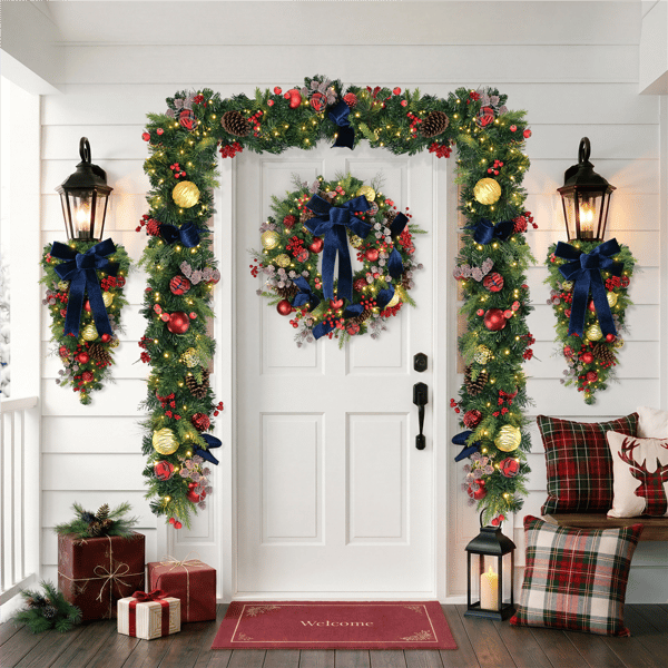 Puleo International 6ft. LED Ornaments & Pinecone Adorned Garland