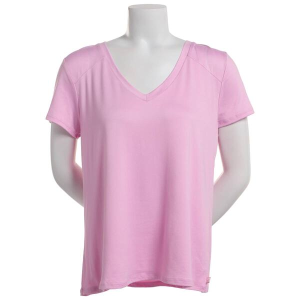 Petite Jessica Simpson Short Sleeve Solid V-Neck Pajama Tee - image 