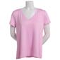 Petite Jessica Simpson Short Sleeve Solid V-Neck Pajama Tee - image 1