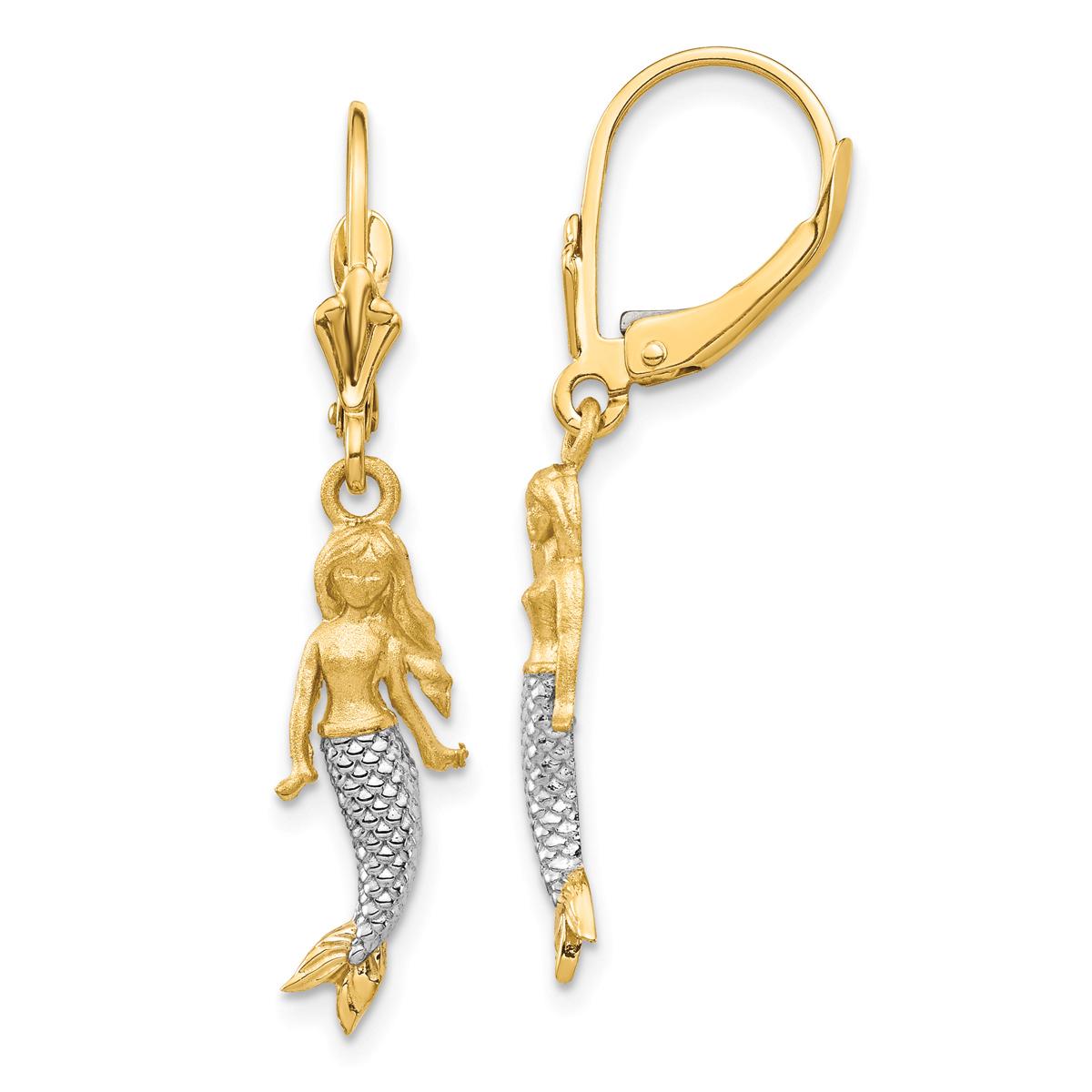Gold Classics™ 14kt. Gold & Rhodium Mermaid Earrings