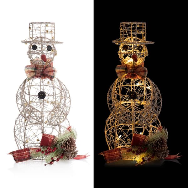 Alpine LED Gold Wire Snowman Christmas D&#233;cor