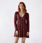 Juniors Wallflower Floral Long Sleeve Fit & Flare Dress- Coffee - image 1