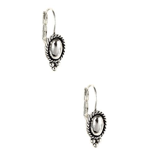 Napier Antique Silver Tone Oval Beaded Earrings - image 