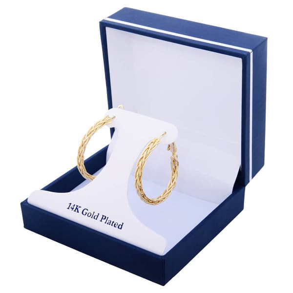 14kt. Gold Over Brass 30mm Braided Hoop Earrings