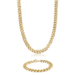 Mens Lynx Gold-Tone Ion Plated Curb Chain Necklace & Bracelet Set - image 1