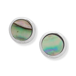 Chaps Silver-Tone & Abalone Button Stud Earrings
