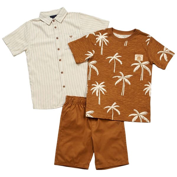 Boys (8-20) Tahari 3pc. Tahari Button Down/Tee & Shorts Set-Brown - image 
