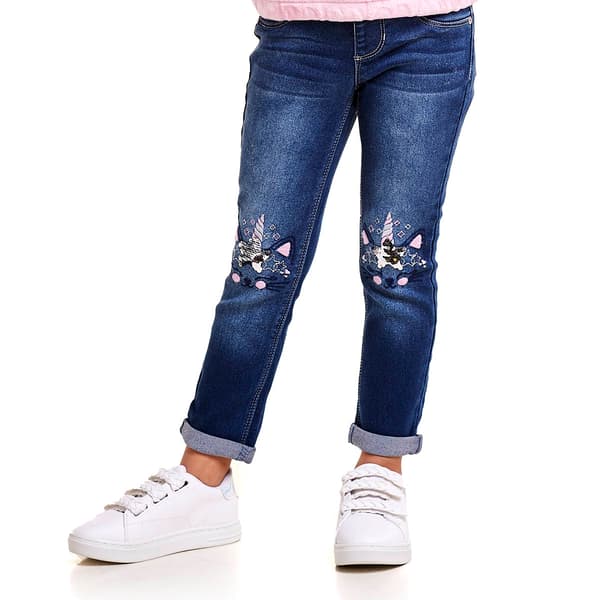 Girls &#40;4-6x&#41; BLUE iNK Navy Lurex Waistband Caticorn Knee Jeggings - image 