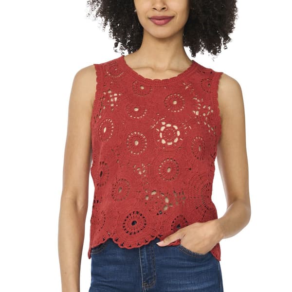 Womens Cece Sleeveless Scallop Edge Open Knit Sweater
