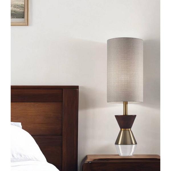 HomeRoots 23in. Brass Metal and Wood Table Lamp