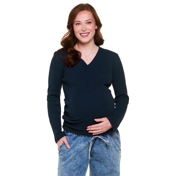 Womens Times Two Side Ruched Waffle Knit Maternity Tee