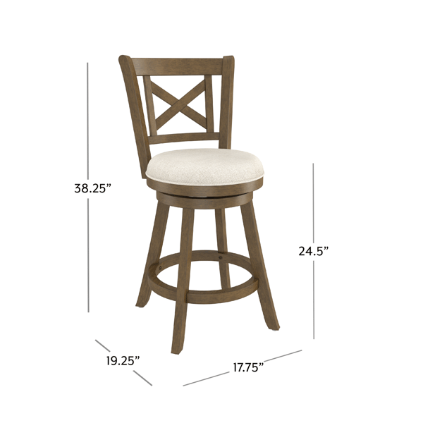 HH2 Home Hamlin Wood Counter Height Swivel Stool