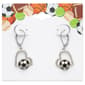 Silver-Tone Heart Soccer French Wire Drop Earrings - image 2
