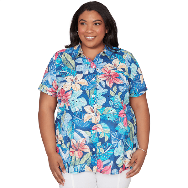 Plus Size Alfred Dunner The Royal Treatment Tropical Lace Short - image 