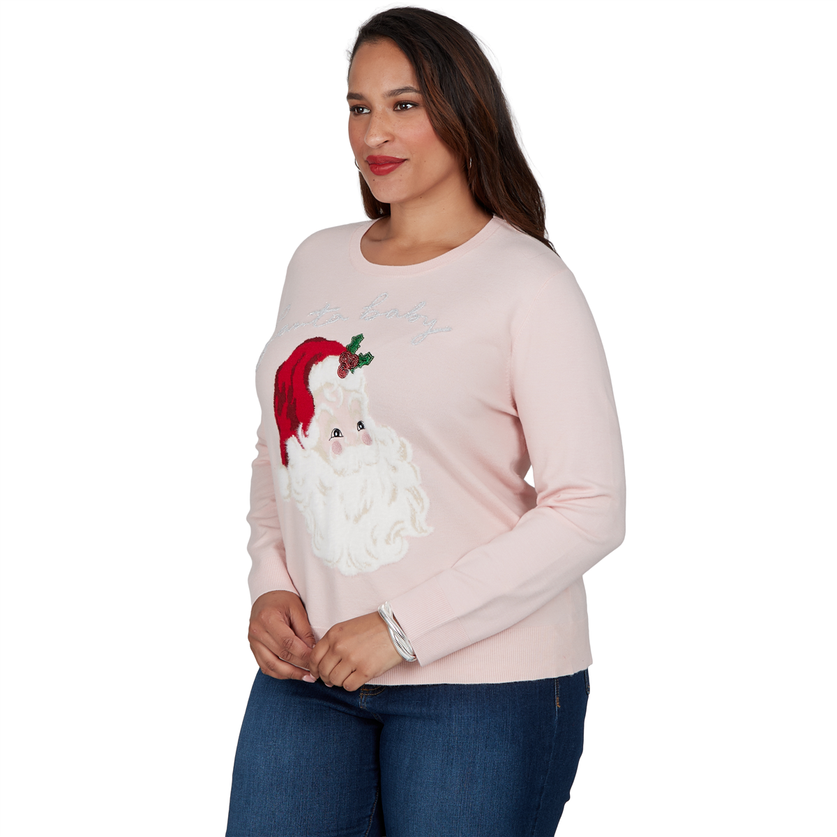 Plus Size Ruby Rd. Happy Holidays Santa Baby Christmas Sweater