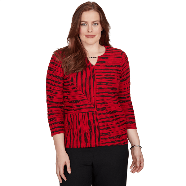 Petites Alfred Dunner Dinner Theater Spliced Stripe Contrast Tex
