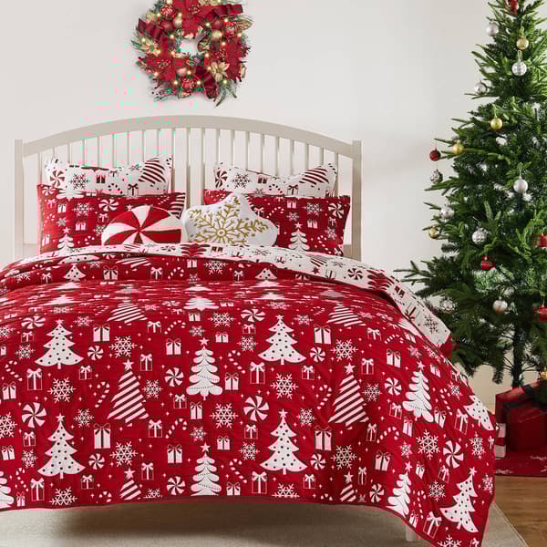 Greenland Home Fashions&#8482; Peppermint Party Reversible Coverlet Set