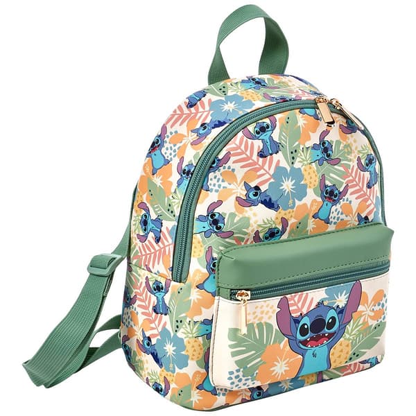 Womens Disney Stitch Green Tropical Mini Backpack
