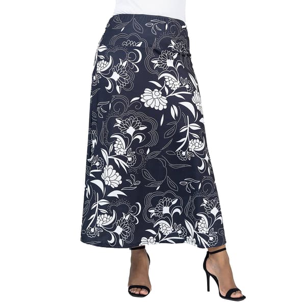 Plus Size 24/7 Comfort Apparel Floral A-Line Maxi Skirt - image 
